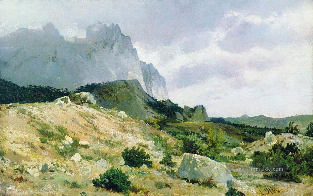 felsiges Ufer 1879 klassische Landschaft Ivan Ivanovich Reittiere Ölgemälde